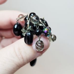 Vintage West Germany Clip On Dangle Glass Bead Earrings